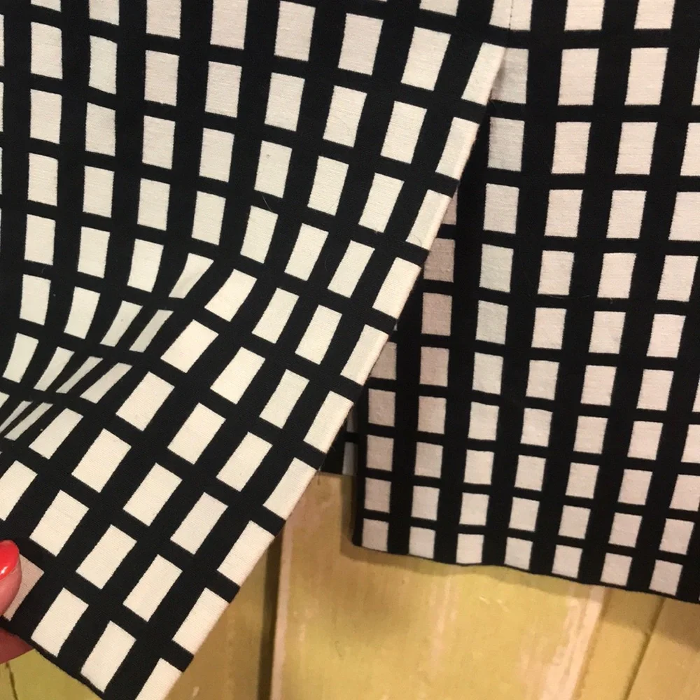 J. Crew Black and White Grid Pencil Skirt